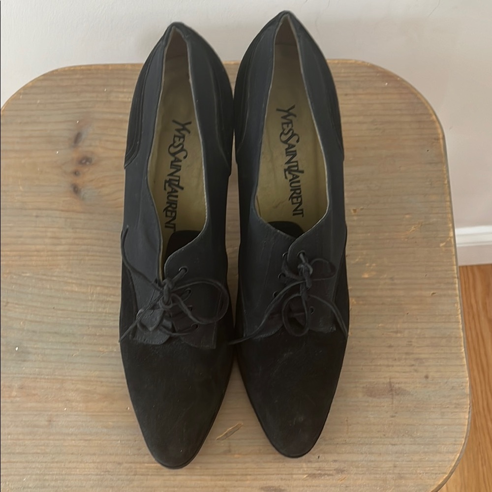 Yves Saint Laurent Black Lace-Up Heels